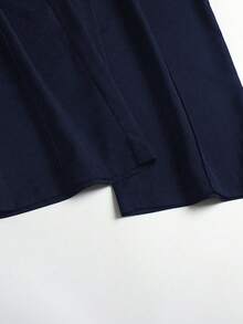 SHEIN Tall CURVE Quần ống đứng lưng thun co giãn chất liệu viscose cao cấp, màu trơn, thường ngày, cỡ lớn dành cho nữ, phù hợp mặc đi làm và mặc hàng ngày, mùa thu/đông - Màu xanh hải quân - Xem 3