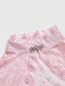 ROMWE Áo khoác len cardigan ren Gothic cỡ lớn có tay loe, đa năng - Hồng - Xem 3