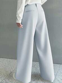 Manfinity Hypemode Men's Fashionable Versatile Solid Color Pants, Suitable For Commuting - Light Grey - View 2