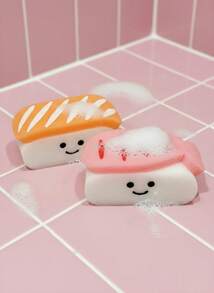 Joivida 可爱寿司造型沐浴海绵球 - 柔软 - 主题沐浴洁面海绵球，敏感肌米色，糯米团子和寿司卷/寿司卷造型，沐浴配件礼品