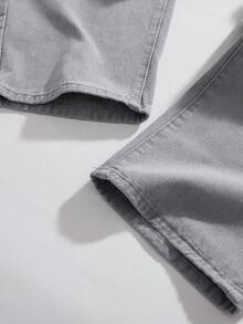 StoneGrade Men's Solid Color Pocket Casual Simple Long Pants, Daily Wear - Grey - View 7