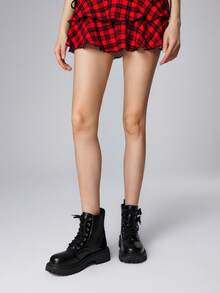 ROMWE 休闲街头风厚底纯色女式踝靴 - 黑色 - 查看 2