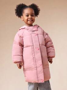 SUMWON Girls Hooded Puffer Winter Coat With Button Closure And Front Pockets For Cold Weather Protection For Casual And Vacation - Baby Pink - View 6
