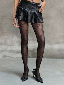 ROMWE Goth Medias de red sólidas - Corazón negro - Ver 3