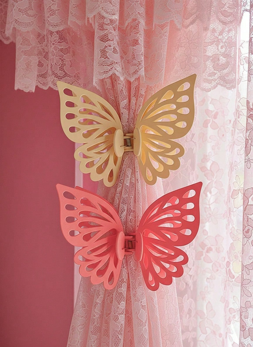 Joivida 1pc Butterfly Shape Curtain - Home Living Room Bedroom Room Curtain Fixer, Bedroom And Living Room Decor Accessory, Home Decor Good Bow Curtain,Christmas, Valentine's Day - Multicolor - View 1