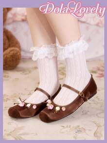 Dola Lovely 女士花卉装饰搭扣设计休闲日常时尚平底乐福鞋 - 棕色 - 查看 5