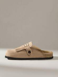 Solecia 女士休闲百搭通勤简约纯色流苏装饰平底鞋 - 棕色 - 查看 3