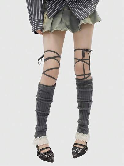 Kawaii 1 Paio di Scaldamuscoli Retrò Chic Y2K con Bordo in Pizzo, Carini e Dolci, Adatti per Scuola, Casual, Pendolarismo, Appuntamenti, Casa, Festival Musicali, ecc.