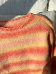 Comfortcana 女士休闲彩色长袖毛衣，秋冬季 - 橘色 - 查看 5