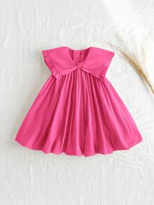Loomiva Đầm xòe nhún bèo màu trơn không tay cho bé gái - Màu Hồng Tươi - Xem 3