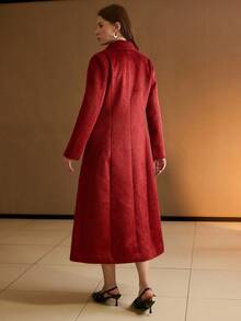 MOTF PREMIUM WOOL LAPEL COLLAR DOUBLE BREASTED OVERCOAT - Red - View 3