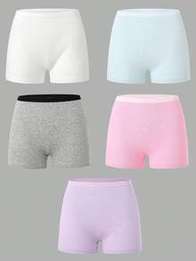Tween Girls Panties-Ribbed High Waist Full Coverage Elastic Waistband White Light Blue Gray Pink Lavender All Season 2026 New Year Essential Versatile And Comfortable Warm And Cute Style - Multicolor - View 8