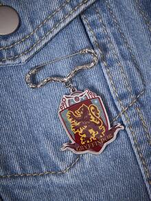 HARRY POTTER X SHEIN 1pc Fashionable Cartoon Pattern Printed Brooch, Luxury Niche, Suitable For Various Parties, Concerts/Festivals - Platinum - View 2