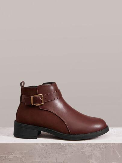 Styleloop Botas de cano curto femininas casuais de cor sólida