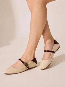 CUCCOO CHICEST Women's Spring New Colorblock Mary Jane Shoes, Elegant Commuter Style Valentine's Day - Apricot - View 5