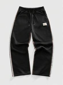 ROMWE MEN Street Life Pantalones deportivos casuales de hombre con color contrastante - Multicolor - Ver 1