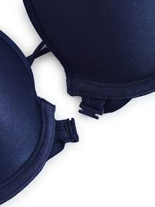 EasyFave Sujetador sexy de mujer con tirantes finos y cierre frontal de unicolor - Azul - Ver 4