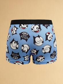 SHEIN Felix The Cat 3pcs/Pack Young Boy Cute Cartoon Pattern Contrast Waist Comfortable Trunks - Multicolor - View 8