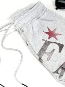 Rina Fox Women's Casual Letter Print Drawstring Waist Sweatpants - Light Grey - View 4