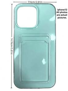2 In 1 Mint Green Phone Case With Card Slot Shockproof Clear Soft Flexible TPU Compatible With IPhone 16 15 14 13 12 11 Pro Max Plus Slim Protective Cover Daily Use Essential - Mint - View 8