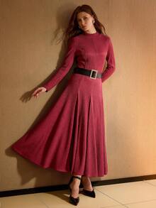 MOTF PREMIUM TEXTURED KNIT DRESS - Rose Red - View 5