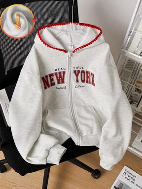 SHEIN sweat-shirt pour adolescentes Y2K, sweat-shirt à capuche mode rétro New York, sweat-shirt sweat-shirt unique et pour l'automne/hiver