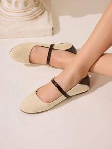 CUCCOO CHICEST Women's Spring New Colorblock Mary Jane Shoes, Elegant Commuter Style Valentine's Day - Apricot - View 4