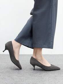 CUCCOO BIZCHIC Zapatos de tacón de punta elegantes para mujeres para ir al trabajo - Gris - Ver 5