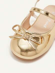 Cozy Pixies 1双时尚百搭休闲金色蝴蝶结装饰穆勒平底鞋，公主风平底鞋 - 金色 - 查看 5