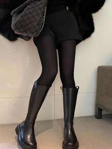 DAZY Meia-calça Opaca Feminina, Meia-calça Transparente, Legging sem Pé - Preto - Visão 4