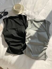 Comfortcana 2入組/套內墊免費性感修身女士背心