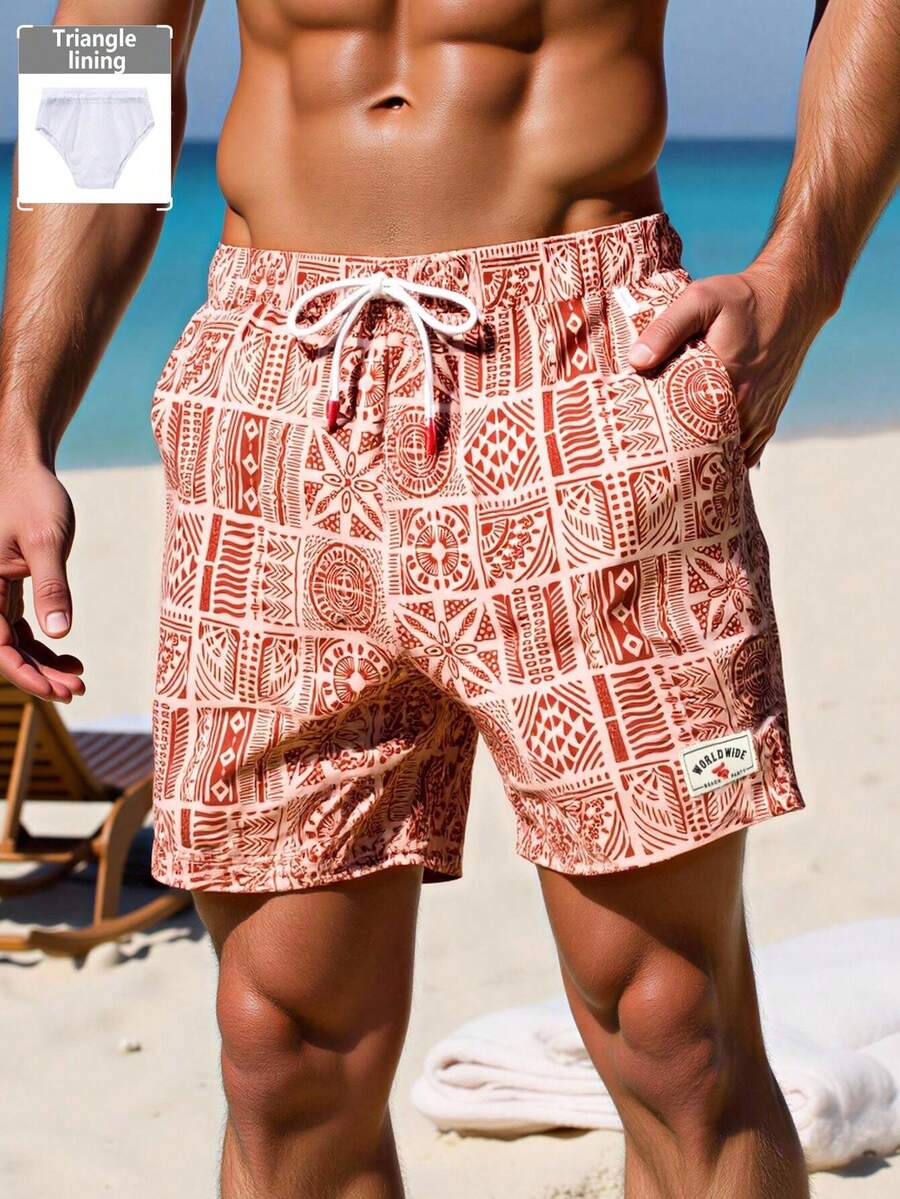 Manfinity VDAYZ Męskie, swobodne, plażowe szorty z nadrukiem na całej powierzchni