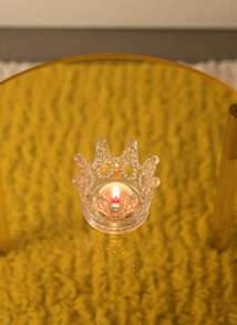 Joivida 1 件欧式创意皇冠玻璃烛台装饰首饰架 - 浪漫小玻璃烛台摆件，适用于客厅、卧室、圣诞节、情人节 - 彩色 - 查看 5