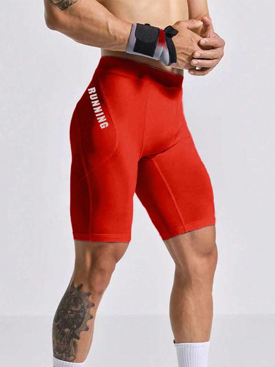 Manfinity Sport Corelite 男友风男士低腰字母印花休闲运动打底裤圣诞氨纶透气短裤