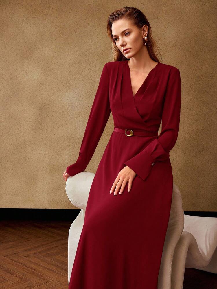 BELTED RUCHED WRAP DRESS, AUTUMN/WINTER