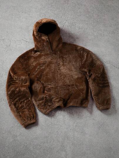 PAVTROS Men's Solid Color Warm Long Sleeve Hoodie With Pockets, Winter,Streetwear,Baggy,Graphic,Matching,Friends,I Love My Boyfriend,Street Style,Couples,High-Grade Faux Fur Fabric