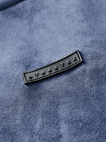 AXEPEAK 男士宽松版型压纹英文图案圆领短袖针织T恤 - 寶藍色 - 查看 4