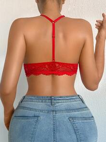 DesireSculpt 1pc High Quality Fashionable Comfortable Lace Underwire Bra For Women - Red - View 2