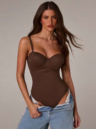 SHEIN BAE 优雅塑身连体裤，带罩杯上衣