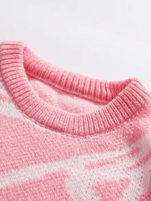 StoneGrade Men's Random Print Crew Neck Long Sleeve Knitted Sweater, For Fall Winter - Pink - View 4