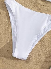 Swim Chiccia 女士沙滩音乐节闪亮白色金属配饰链条单肩性感时尚优雅女士比基尼两件套 - 白色 - 查看 5