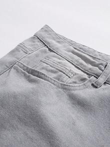 StoneGrade Men's Solid Color Pocket Casual Simple Long Pants, Daily Wear - Grey - View 5