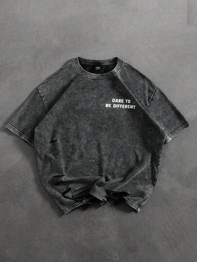 PAVTROS قميص تي شيرت كاجوال قصير الأكمام مطبوع عليه حروف مشوه للرجال، طراز عام 2000