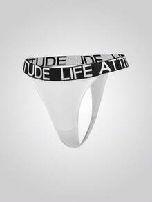 Women's Simple Letter Webbing Low-Waist G-String Bridallingerie - White - View 8