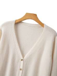 GlowEve CURVE Plus Size Fashion Casual Loose Knit Cardigan Sweater And Straight Leg Pants Two Pieces Set - Beige - View 3