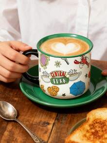 FRIENDS X SHEIN 1pc Cartoon Pattern Large Capacity Mug, Cartoon Turkey Sofa Design, Dishwasher & Microwave Friendly, Can Contain Juice, Coffee, Milk, Etc. - Multicolor - View 9