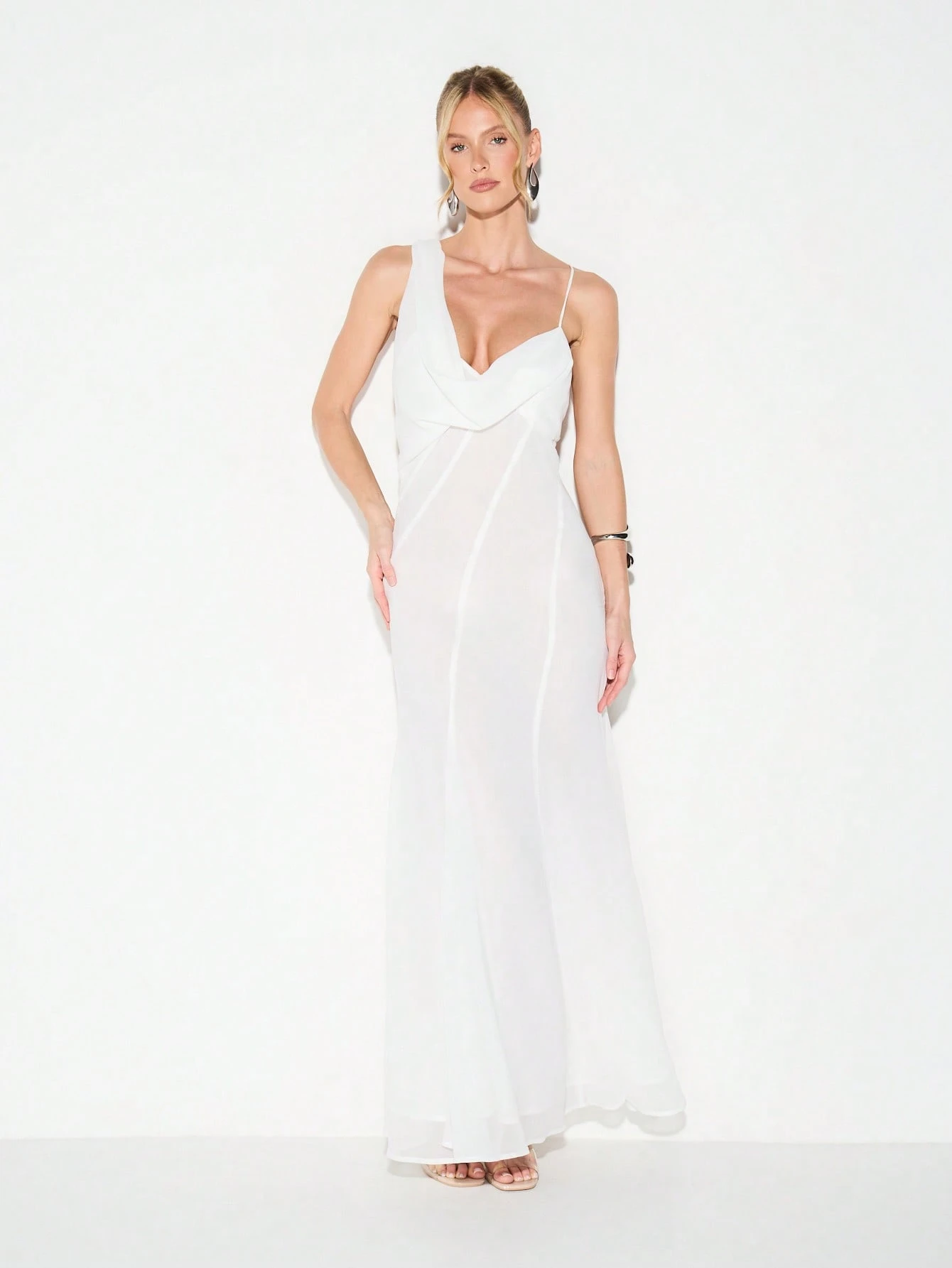 KIZN Cowl Neck Chiffon Maxi Dress With Thin Straps