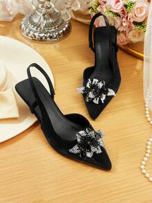 CUCCOO HITCHD 女士水钻3D花卉装饰优雅高跟鞋 - 黑色 - 查看 12