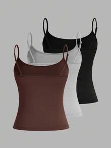 SHEIN EZwear 3件套女士性感露脐吊带背心，适合夏季海滩穿着 - 彩色 - 查看 2
