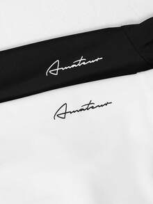 SHEIN 2pcs/Set Teen Boys Turtleneck Thermal Lined Long Sleeve Top,White&Black,Casual Comfortable Ribbed Trim,Suitable For Back-To-School,Autumn,Graduation - Black and White - View 3